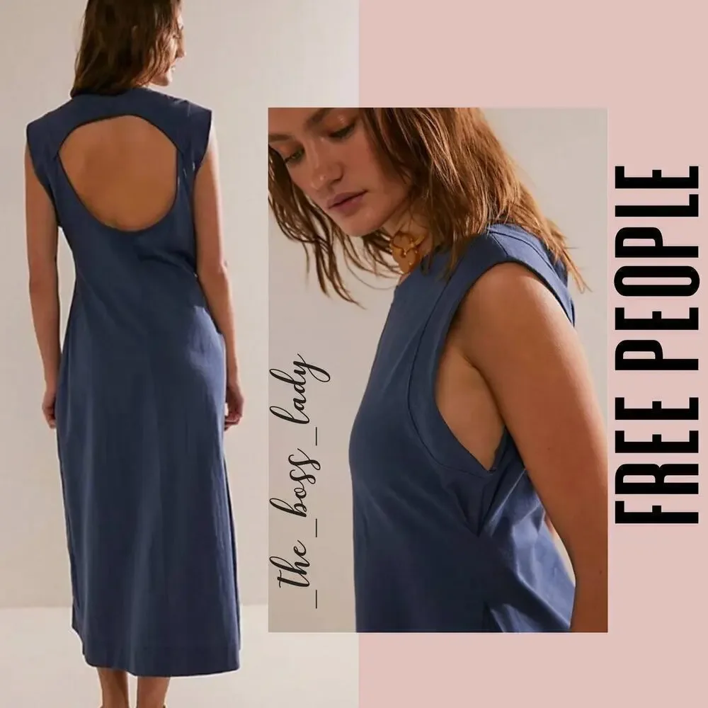 Free People dress maxi cotton cutout pleated